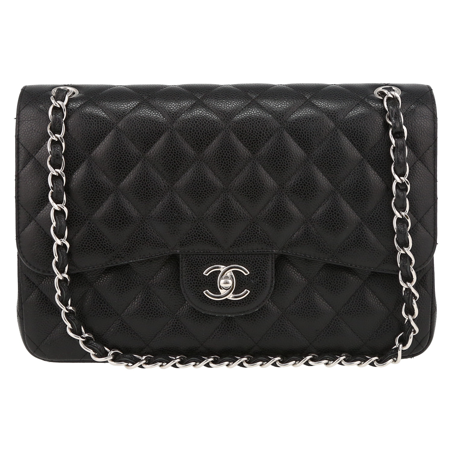 Sac bandoulière Chanel  Timeless Jumbo en cuir grainé matelassé noir - Detail D2
