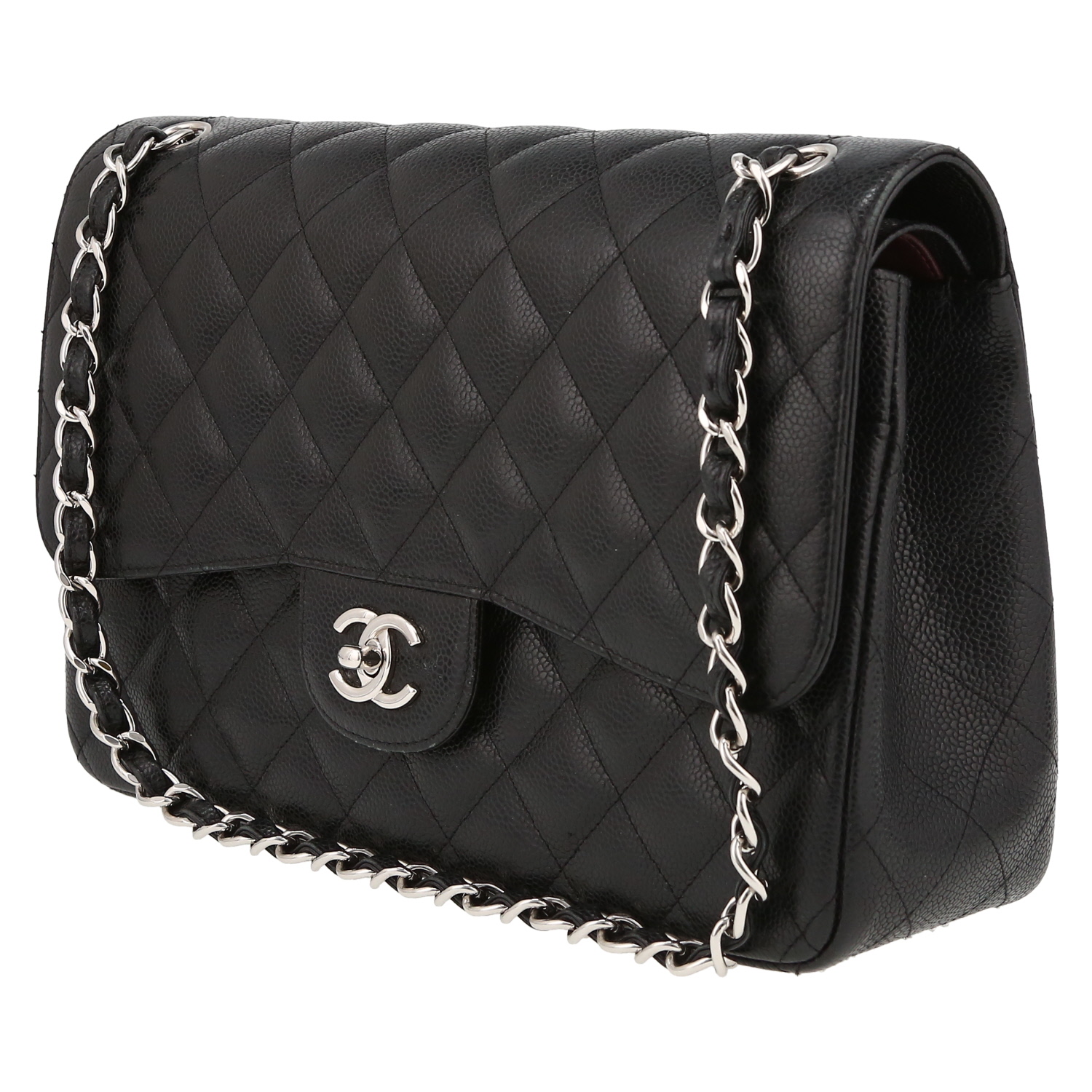 Borsa a tracolla Chanel  Timeless Jumbo in pelle martellata e trapuntata nera - Detail D3
