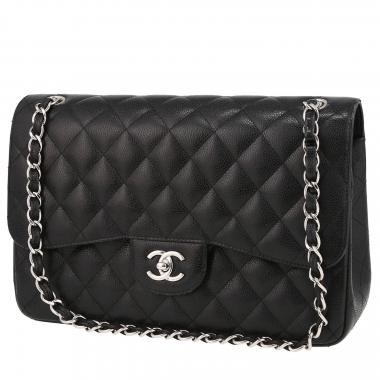 Borsa a tracolla Chanel  Timeless Jumbo in pelle martellata e trapuntata nera