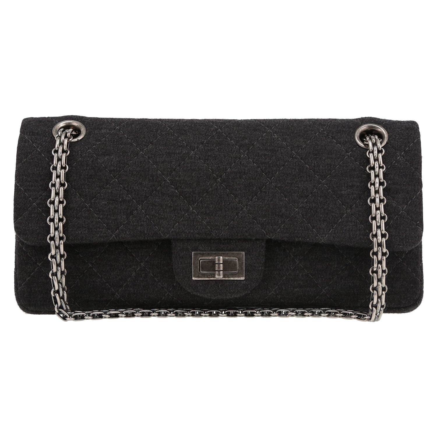 Borsa Chanel  Chanel 2.55 Baguette in tela grigia - Detail D2