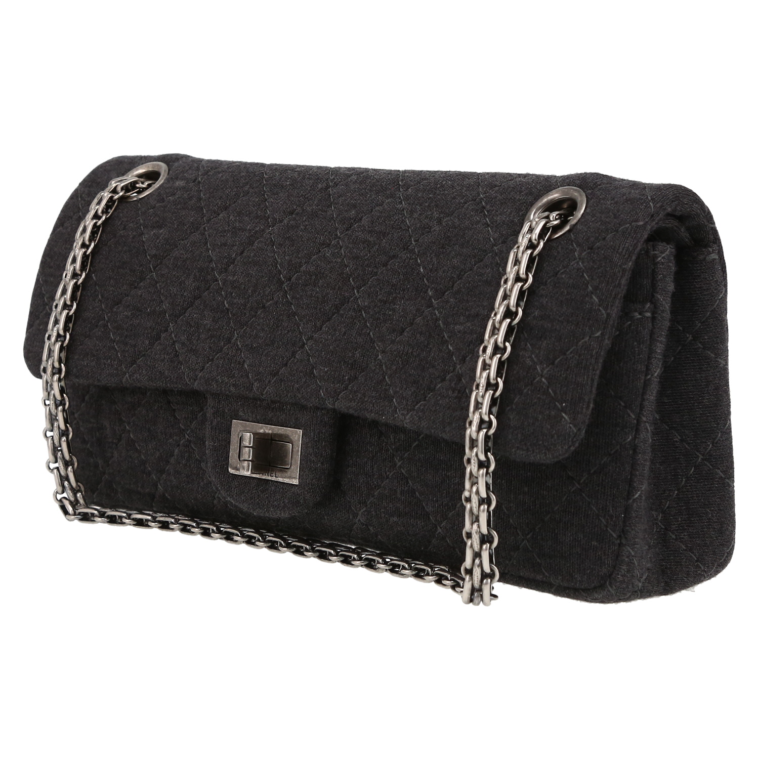 Bolso de mano Chanel  Chanel 2.55 Baguette en lona gris - Detail D3