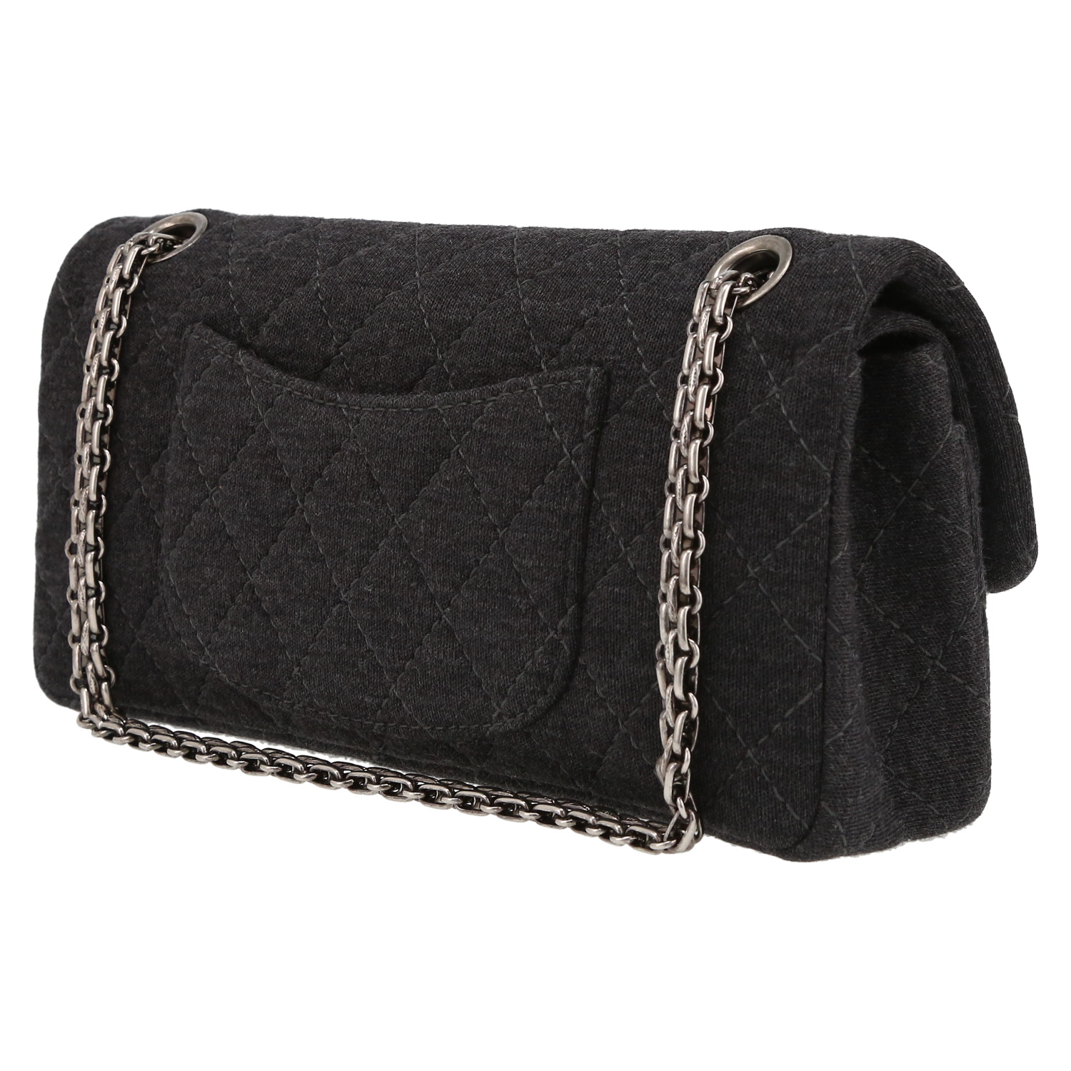 Chanel  Chanel 2.55 Baguette handbag  in grey canvas - Detail D5