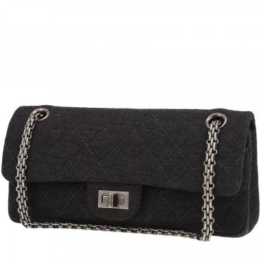 Borsa Chanel  Chanel 2.55 Baguette in tela grigia