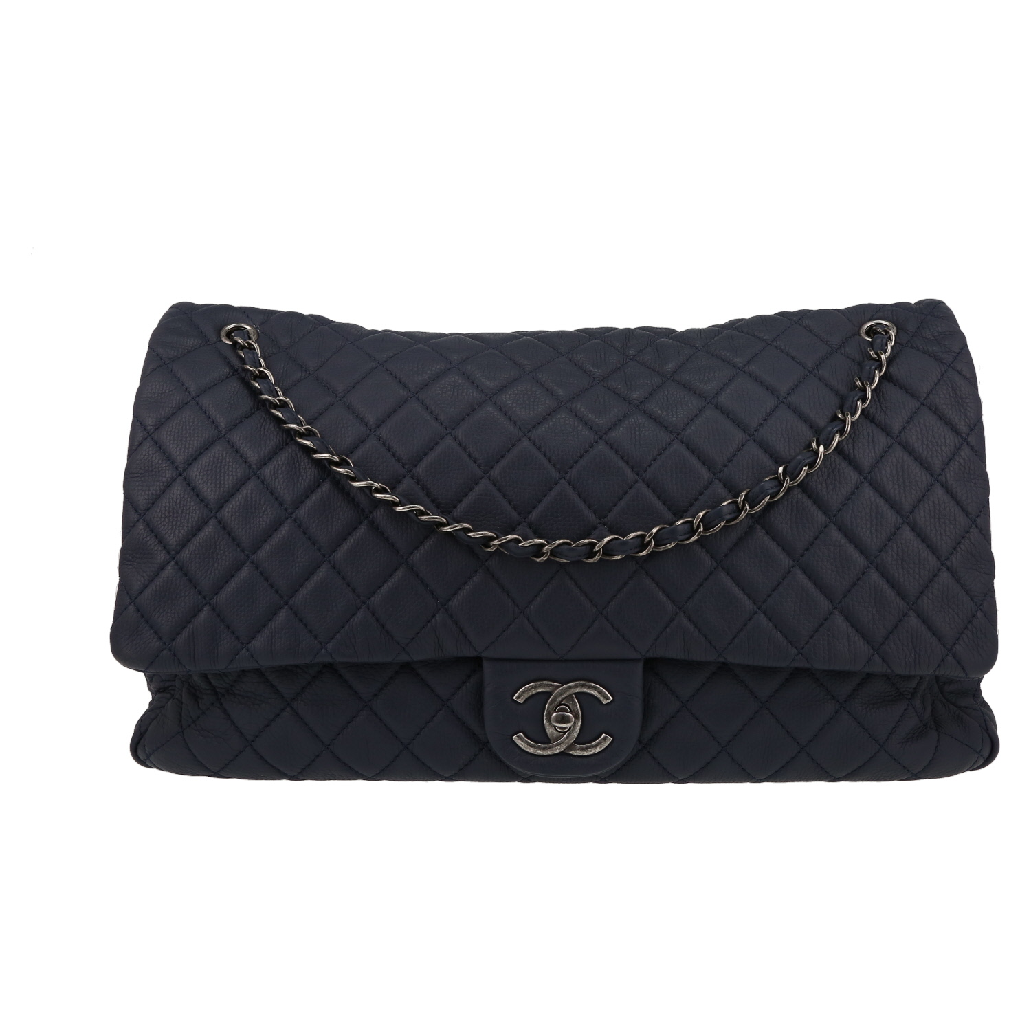 Borsa a tracolla Chanel  Timeless Maxi Jumbo in pelle trapuntata blu - Detail D2