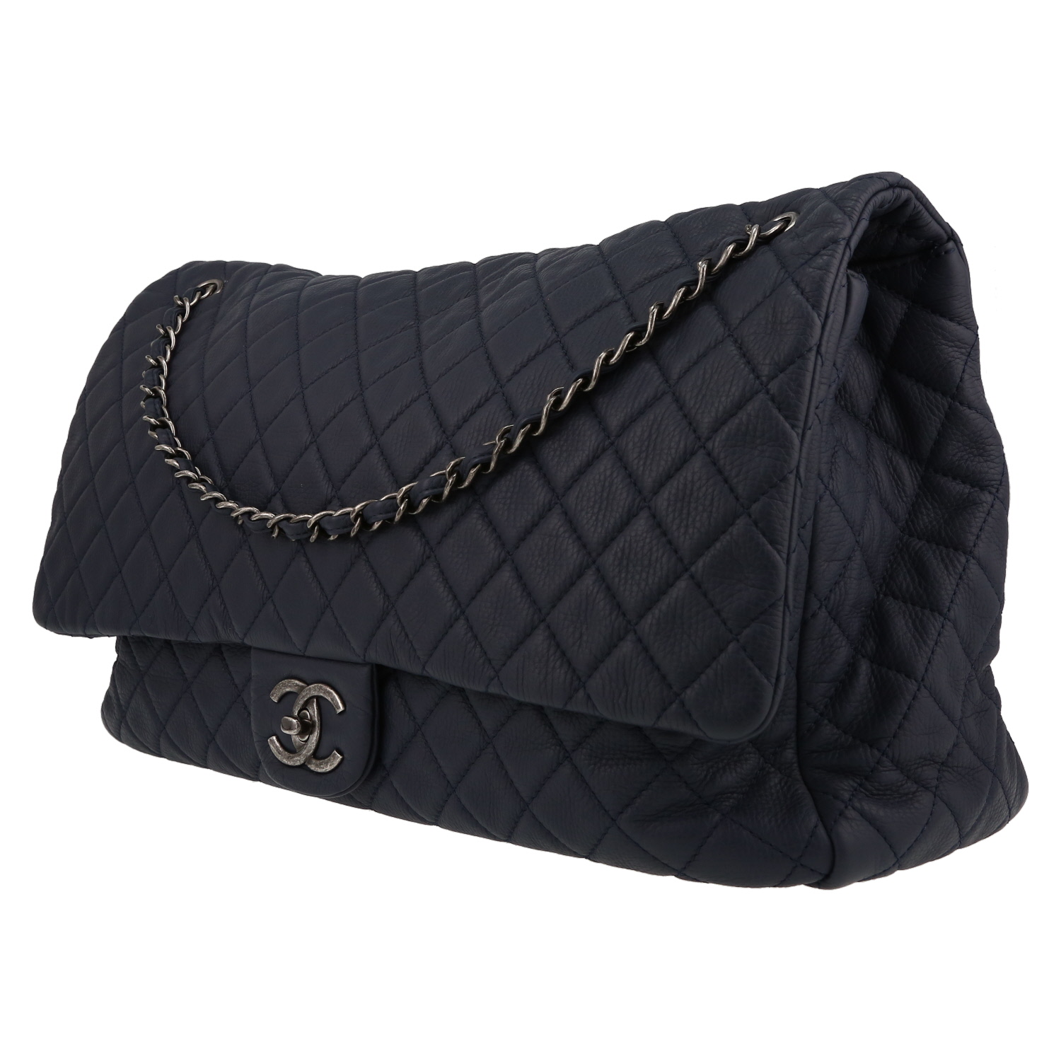 Sac bandoulière Chanel  Timeless Maxi Jumbo en cuir matelassé bleu - Detail D3