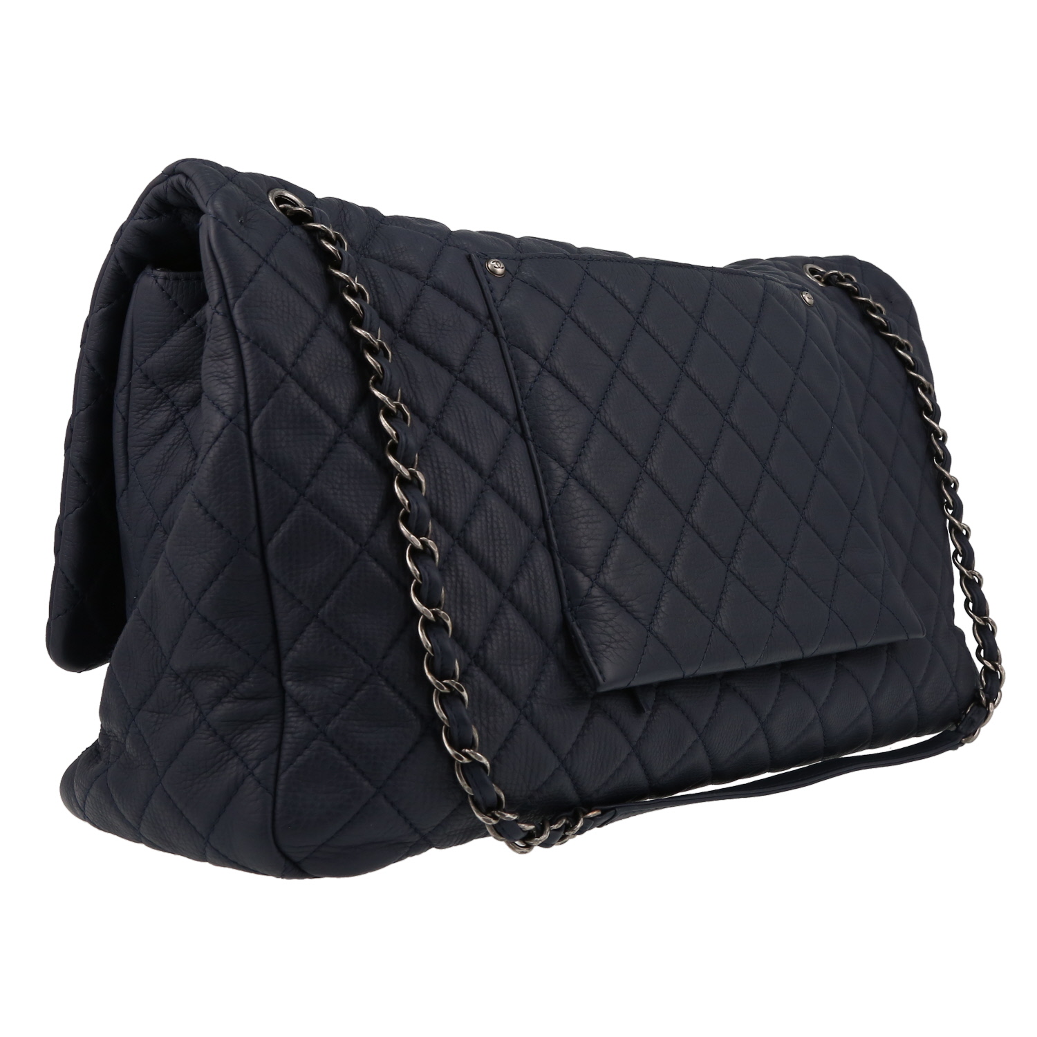 Borsa a tracolla Chanel  Timeless Maxi Jumbo in pelle trapuntata blu - Detail D6