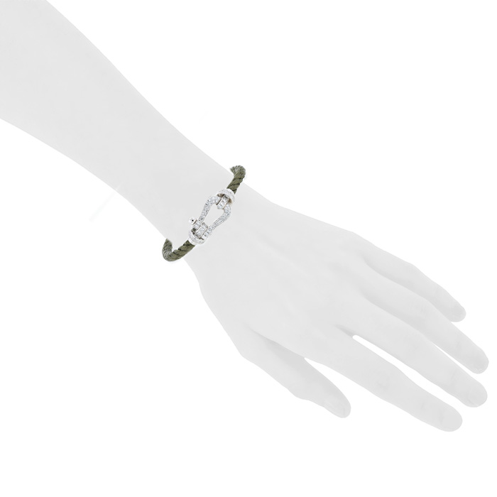 Fred Force 10 large model bracelet in white gold and diamonds - Detail D1