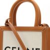 Shopping bag Celine  Vertical mini  in tela beige e pelle marrone - Detail D1 thumbnail