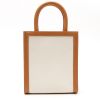 Celine  Vertical mini  shopping bag  in beige canvas  and brown leather - Detail D8 thumbnail