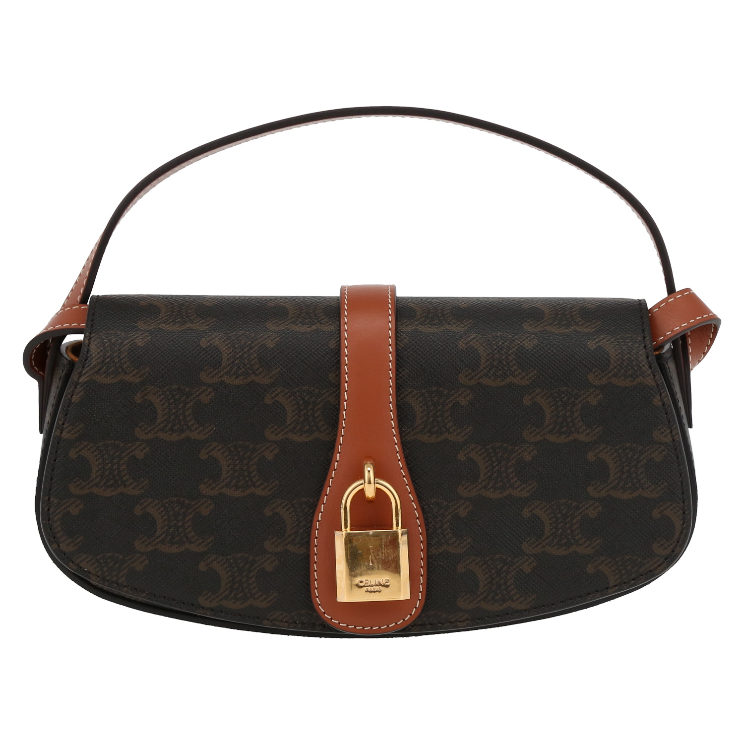 Sac porté épaule Celine Tabou moyen modèle en toile Triomphe et cuir marron - Detail D2