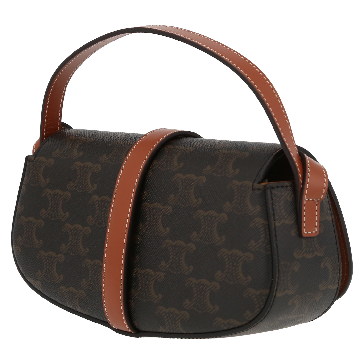 Celine Tabou medium model shoulder bag "Triomphe" canvas and brown leather - Detail D5