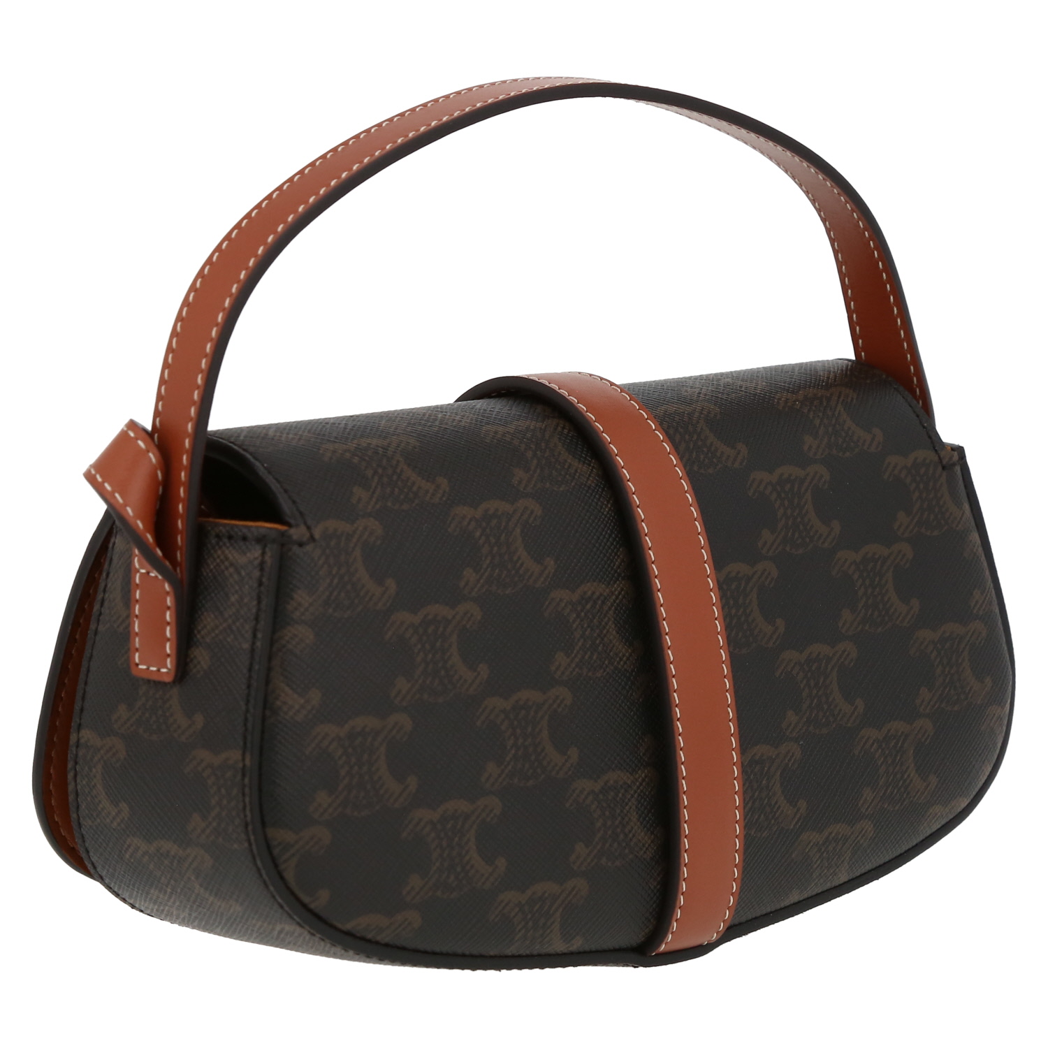 Sac porté épaule Celine Tabou moyen modèle en toile Triomphe et cuir marron - Detail D6
