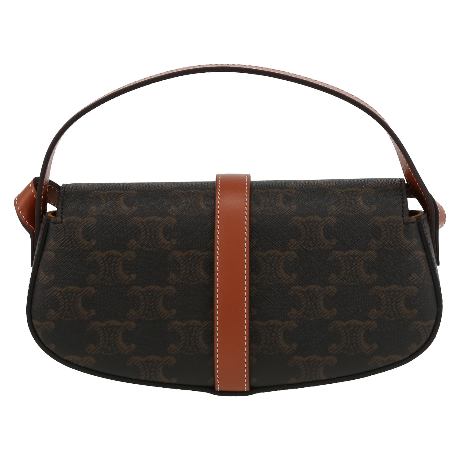 Sac porté épaule Celine Tabou moyen modèle en toile Triomphe et cuir marron - Detail D7