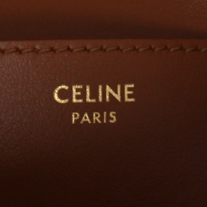 Borsa a spalla Celine  Tabou modello medio  in tela "Triomphe" e pelle marrone - Detail D9