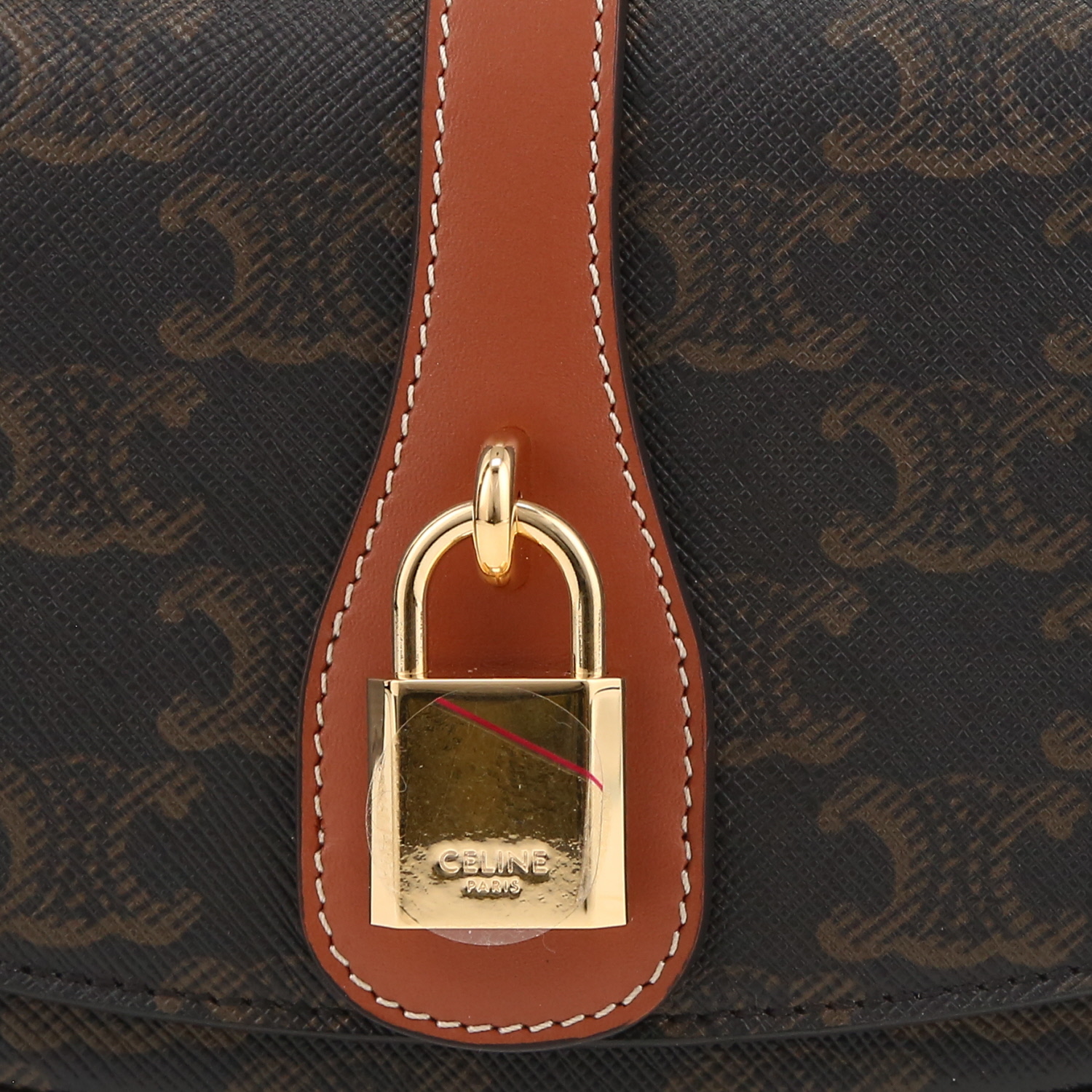 Celine Tabou shoulder bag "Triomphe" canvas and brown leather - Detail D1
