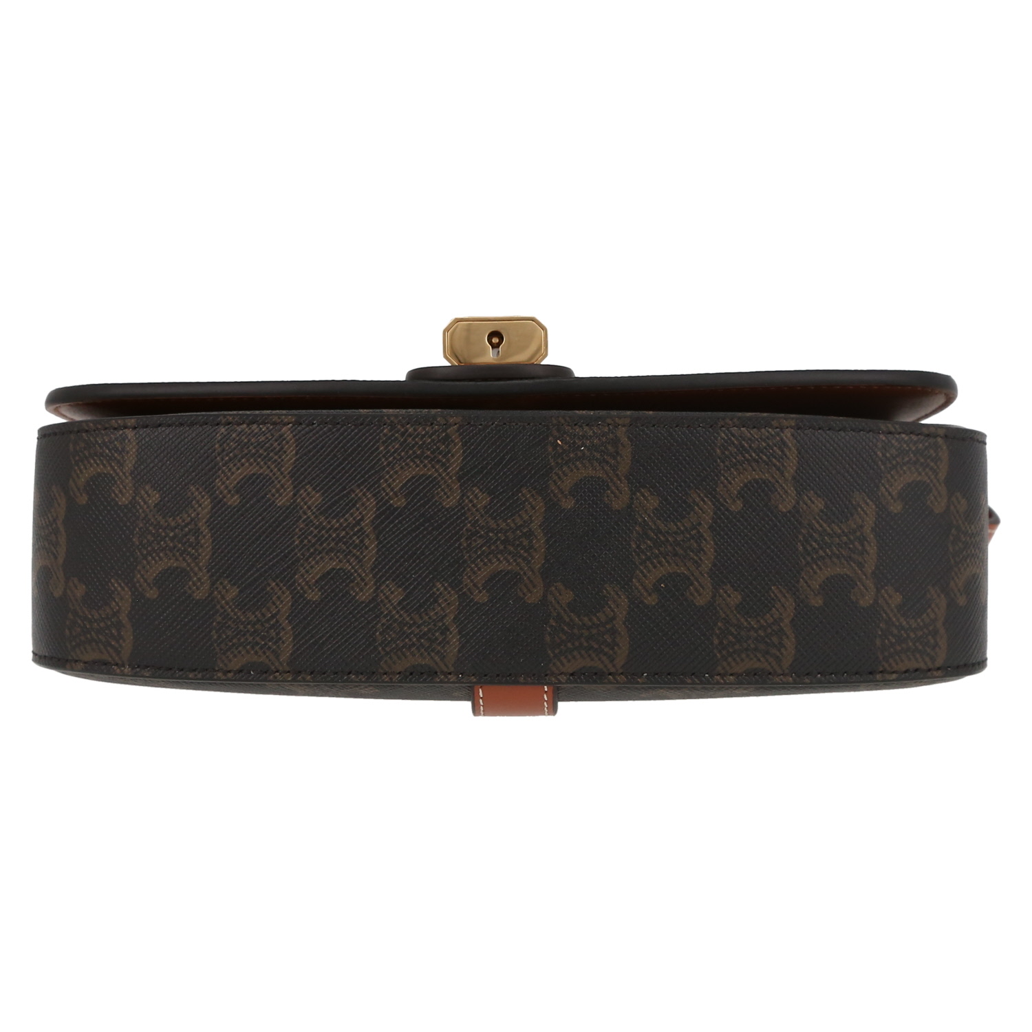 Borsa a spalla Celine Tabou in tela "Triomphe" e pelle marrone - Detail D4