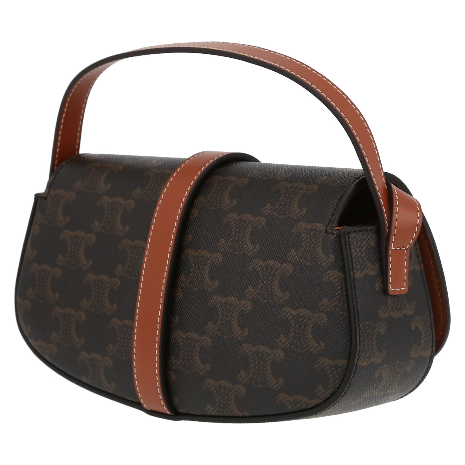 Celine Tabou shoulder bag "Triomphe" canvas and brown leather - Detail D5