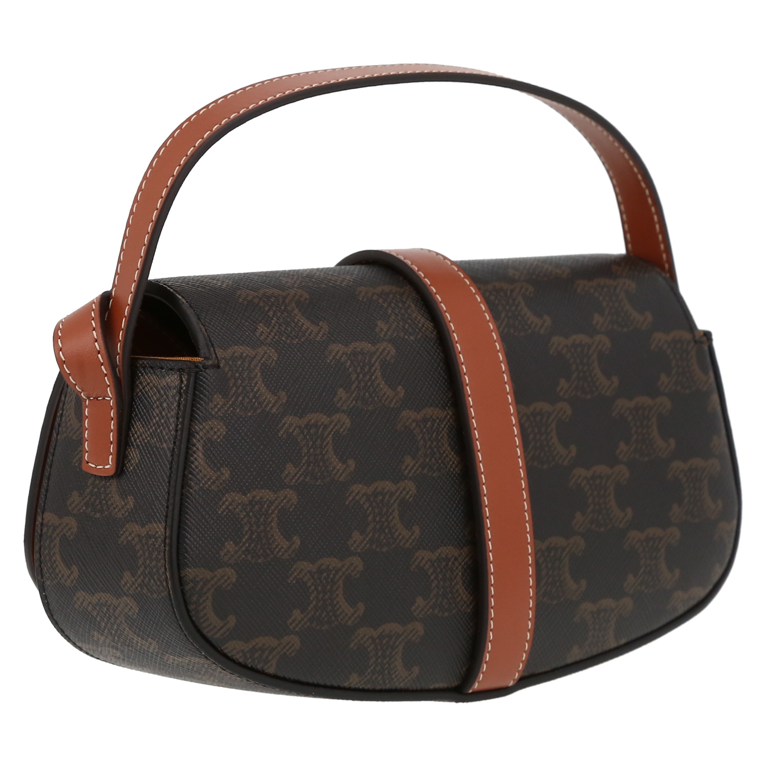Celine Tabou shoulder bag "Triomphe" canvas and brown leather - Detail D6