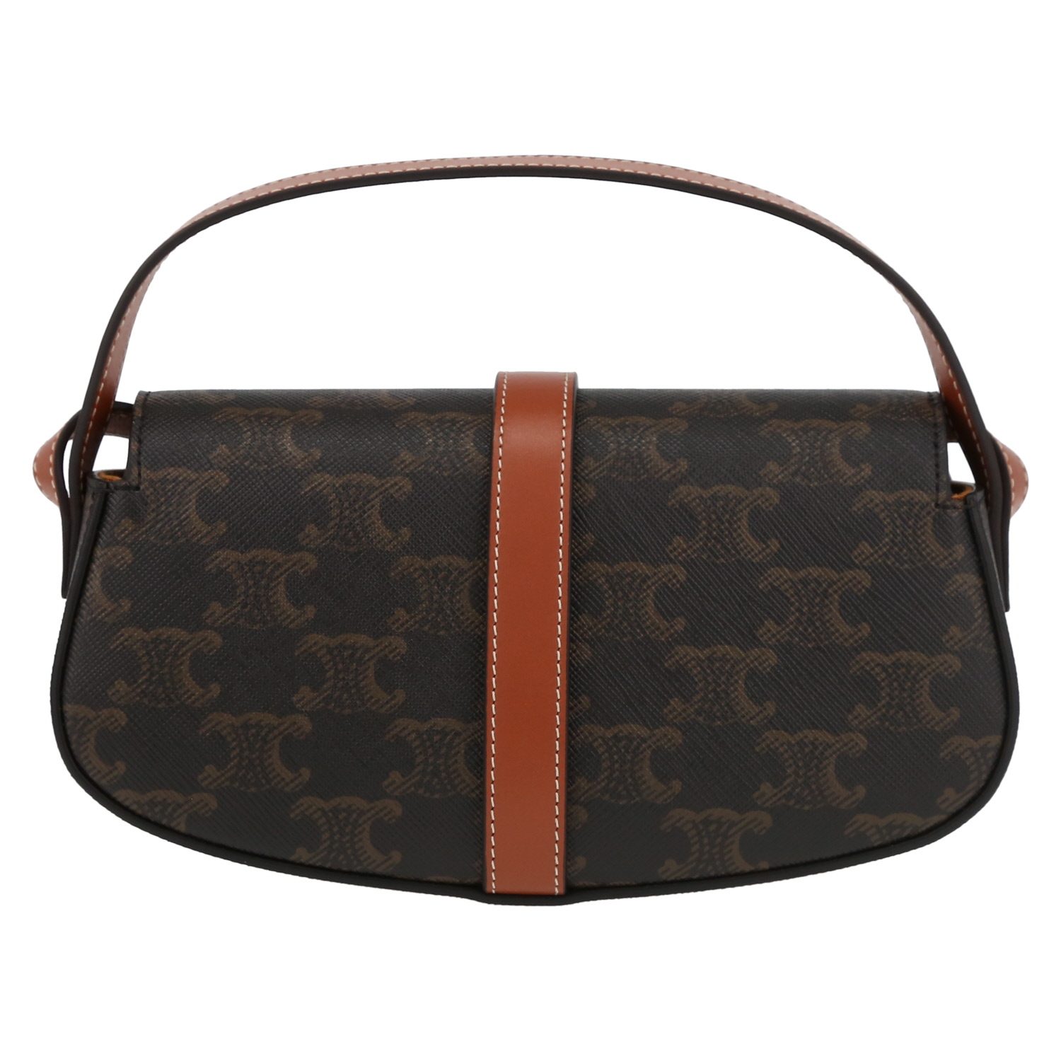 Celine Tabou shoulder bag "Triomphe" canvas and brown leather - Detail D7