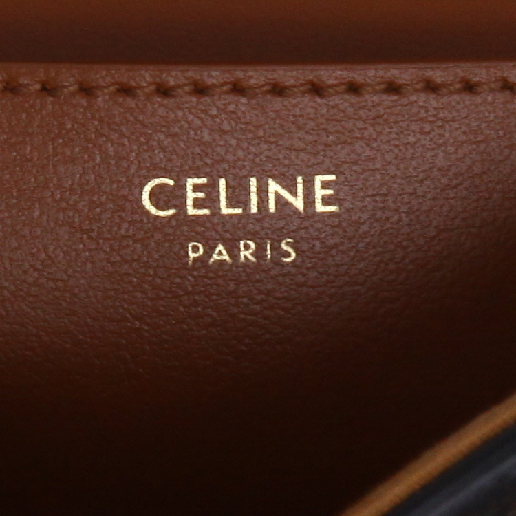 Celine Tabou shoulder bag "Triomphe" canvas and brown leather - Detail D9