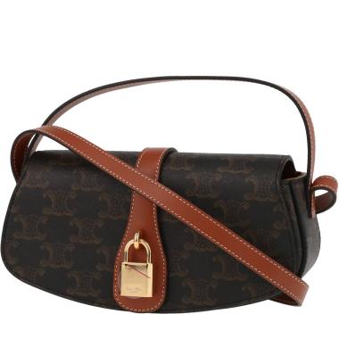 Borsa a spalla Celine  Tabou in tela "Triomphe" e pelle marrone