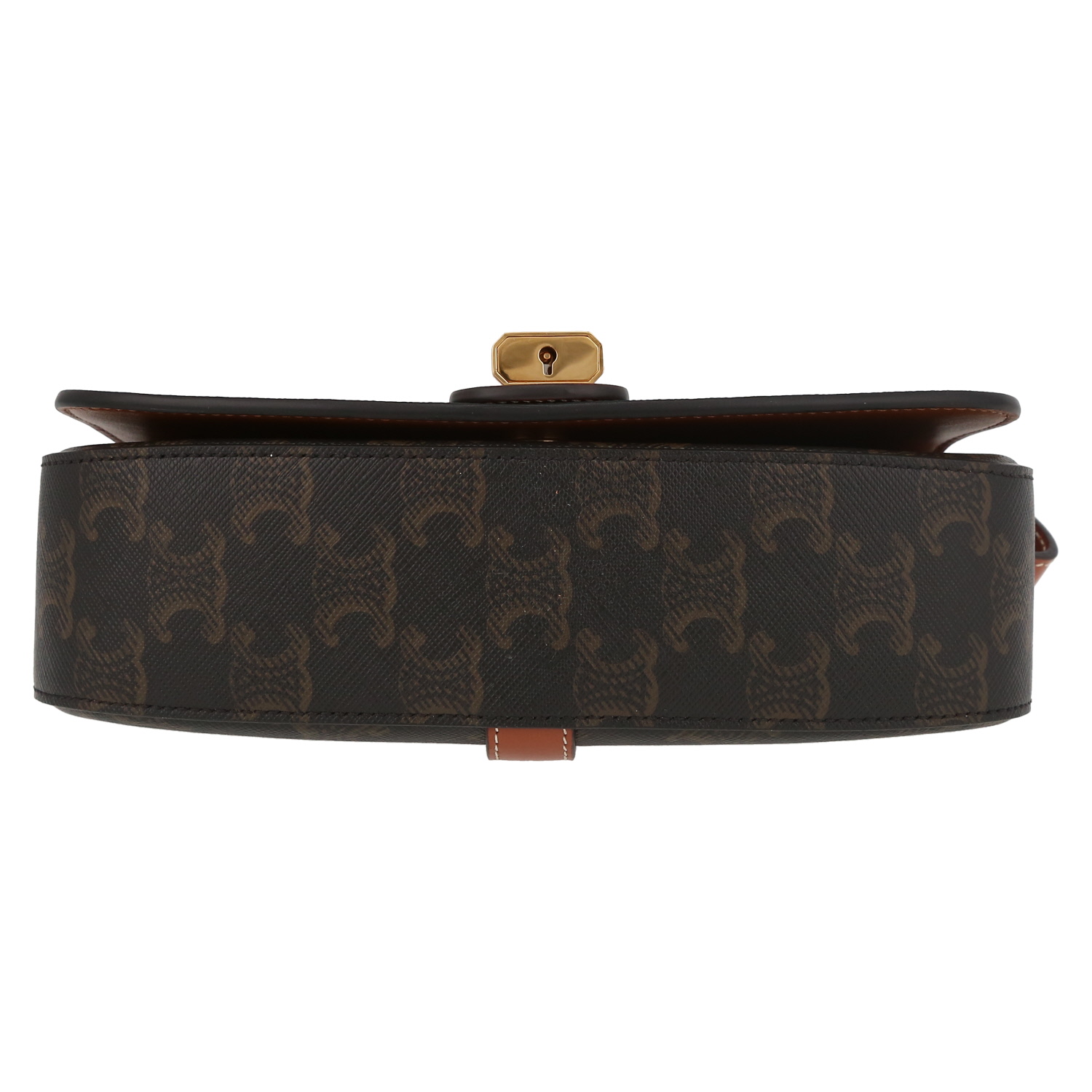 Borsa a spalla Celine  Tabou modello medio  in tela "Triomphe" e pelle marrone - Detail D4