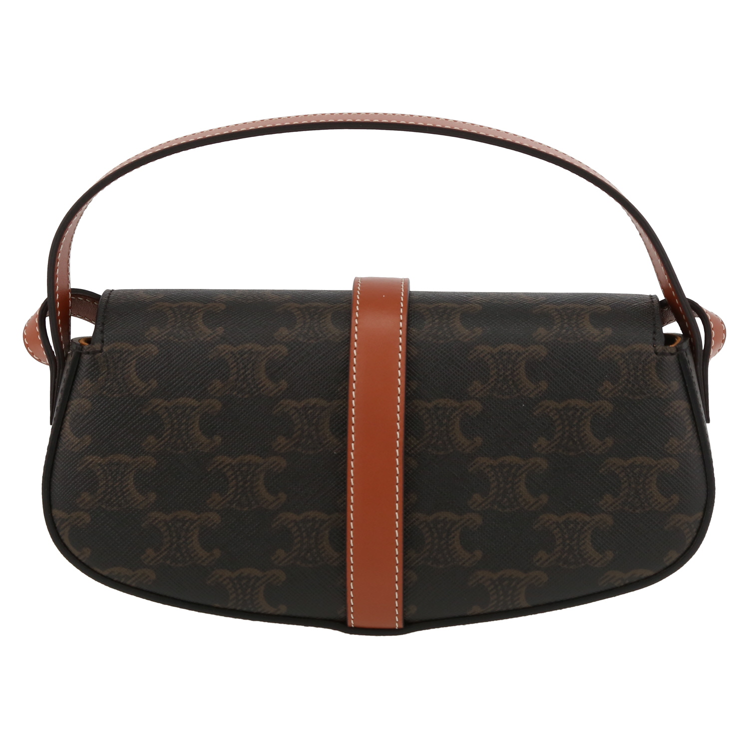 Celine  Tabou medium model  shoulder bag  "Triomphe" canvas  and brown leather - Detail D7