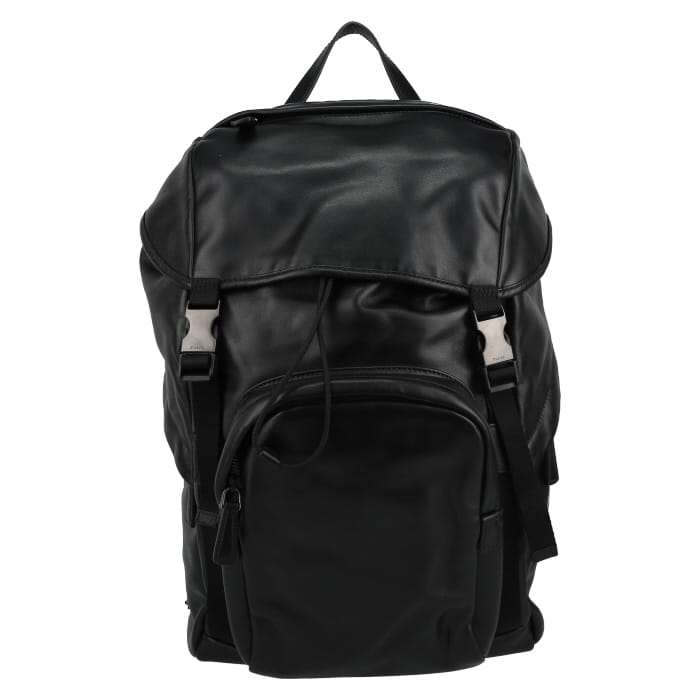 Mochila Prada   en cuero negro - Detail D2