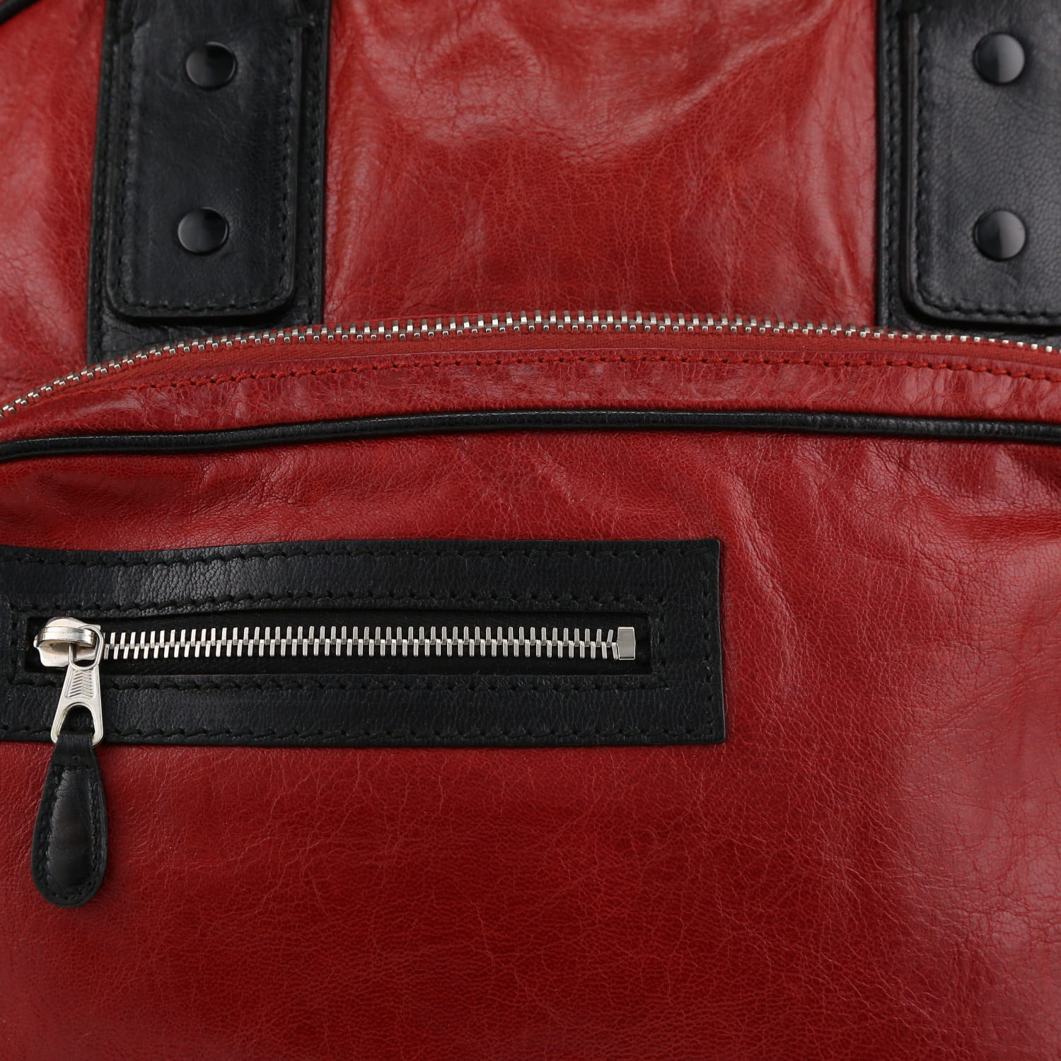 Bolso de mano Balenciaga   en cuero negro y rojo - Detail D1