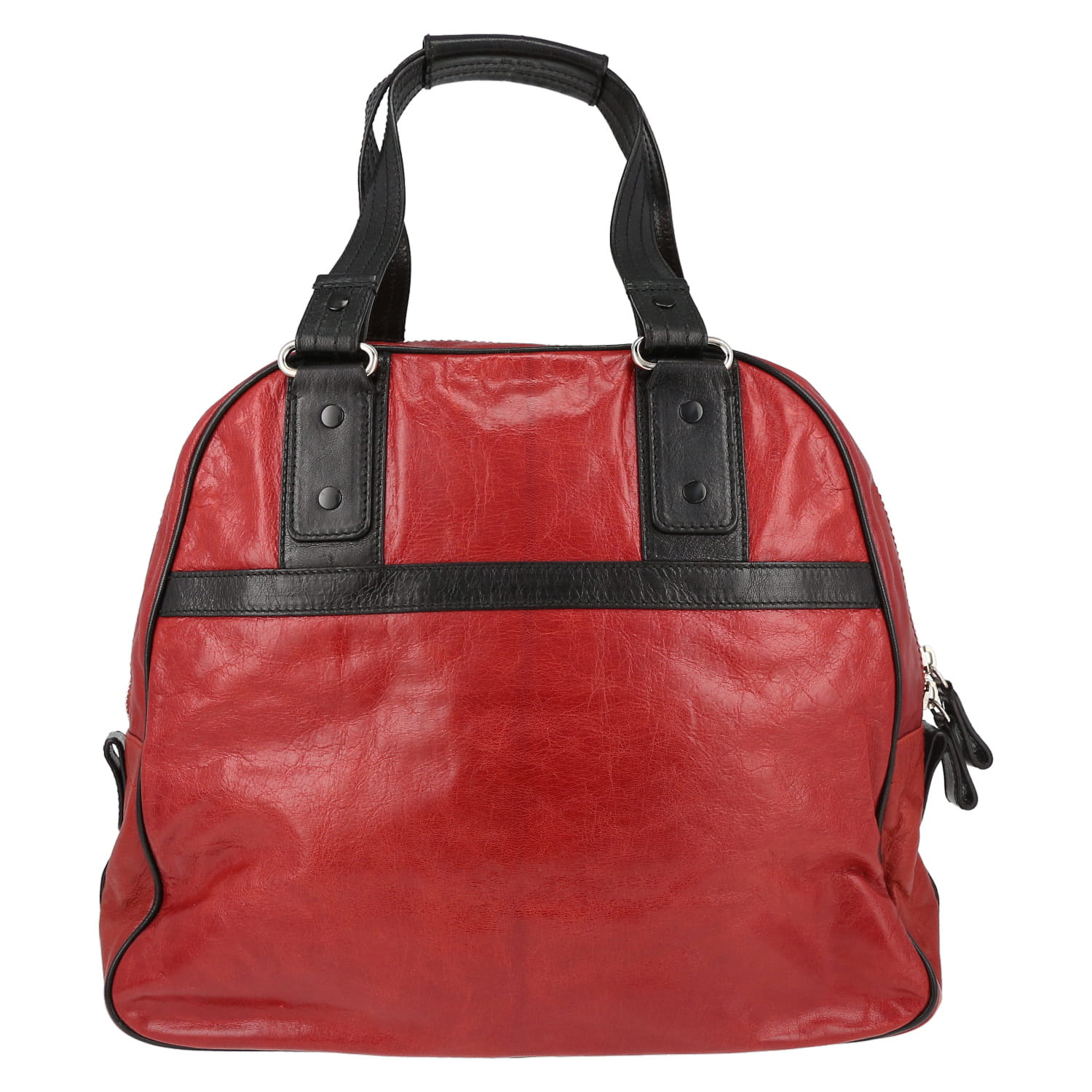 Bolso de mano Balenciaga   en cuero negro y rojo - Detail D7