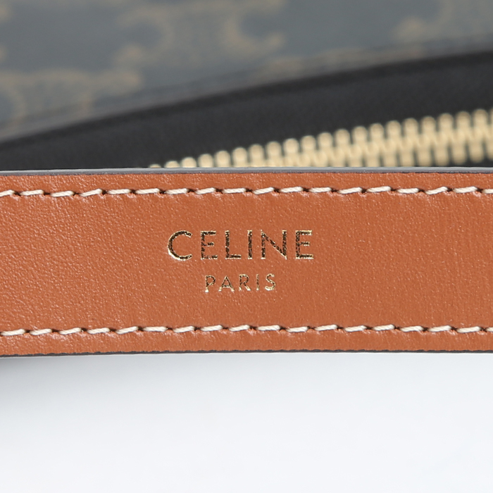 Sac à main Celine  Ava moyen modèle  en toile Triomphe et cuir marron - Detail D3