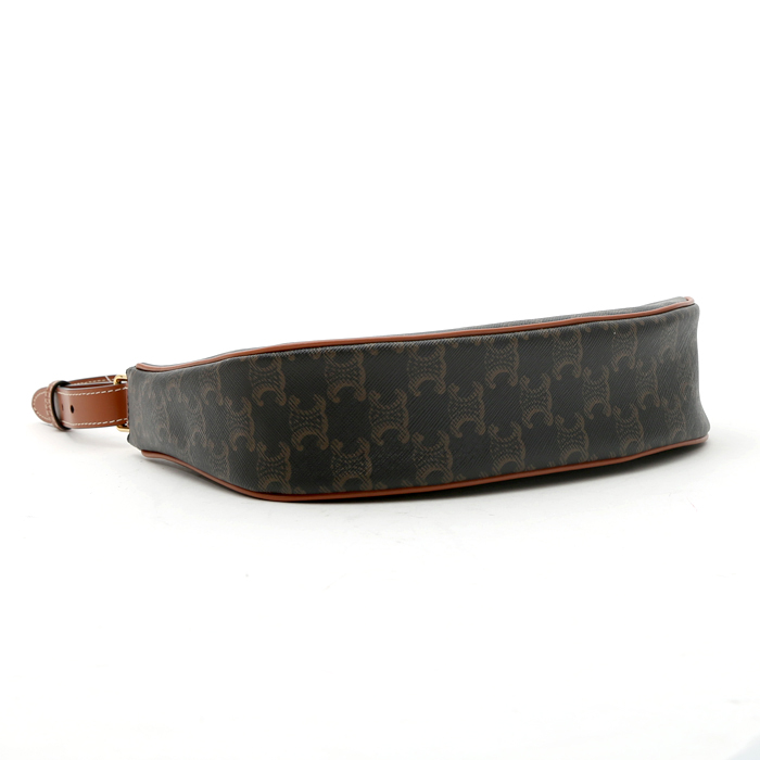 Celine Ava medium model handbag "Triomphe" canvas and brown leather - Detail D4