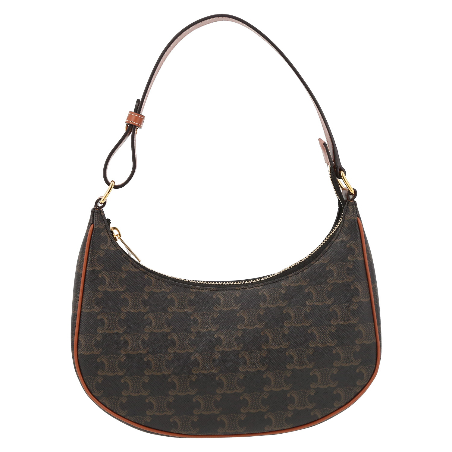 Celine  Ava medium model  handbag  "Triomphe" canvas  and brown leather - Detail D2