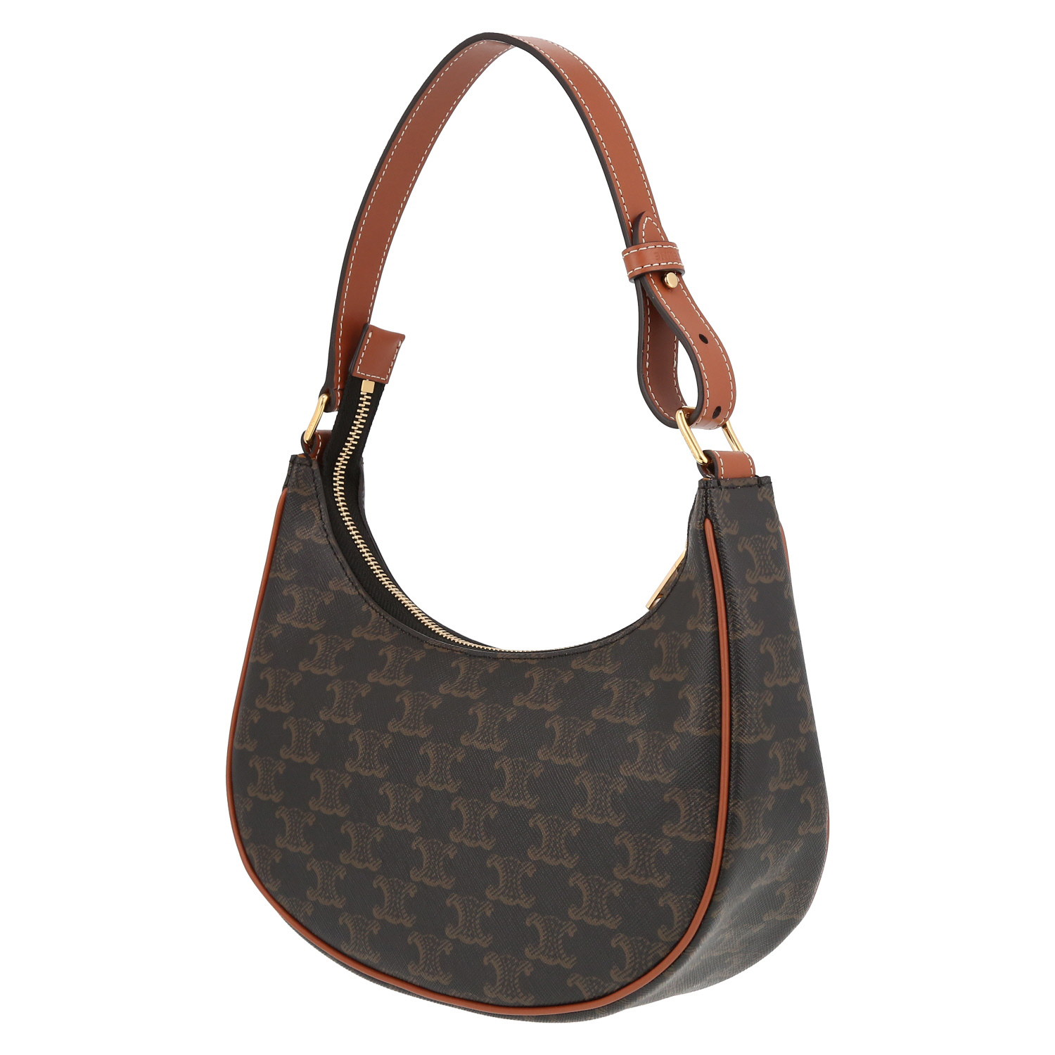 Sac à main Celine  Ava moyen modèle  en toile Triomphe et cuir marron - Detail D5