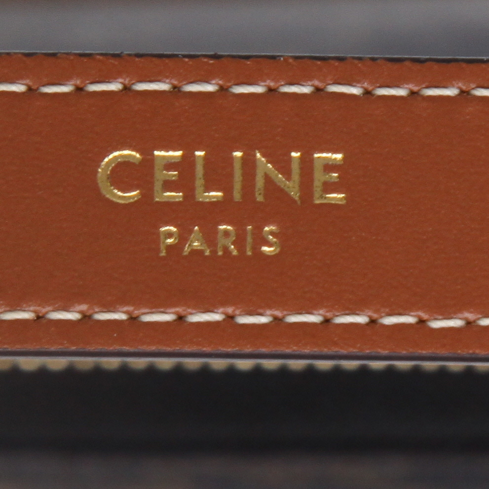 Celine  Ava medium model  handbag  "Triomphe" canvas  and brown leather - Detail D9