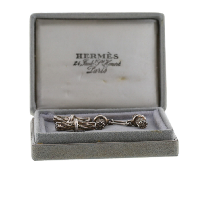 Paire de boutons de manchette Hermès  en argent - Detail D2