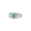 Vintage  ring in white gold, emerald and diamond - 00pp thumbnail