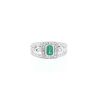 Vintage  ring in white gold, emerald and diamond - 360 thumbnail
