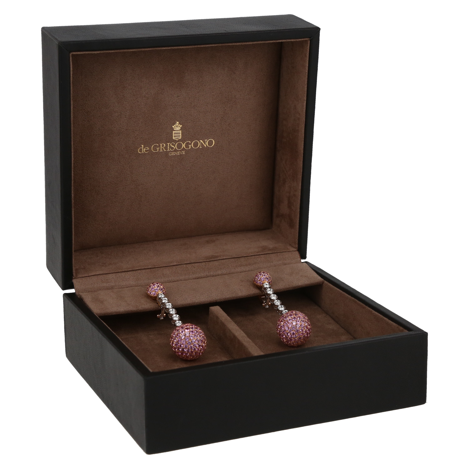 Pendientes De Grisogono  de oro rosa, diamantes y zafiros rosa - Detail D2