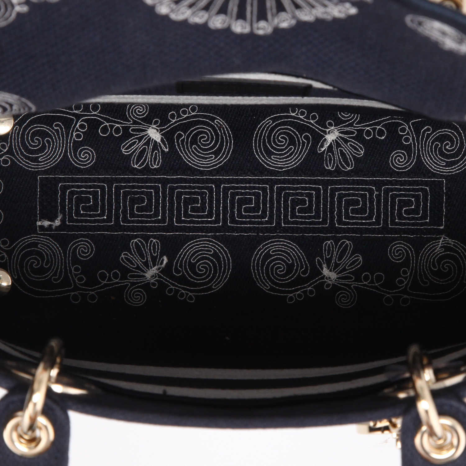 Dior  Lady Dior Edition Limitée medium model  handbag  in blue and white bicolor  canvas - Detail D8