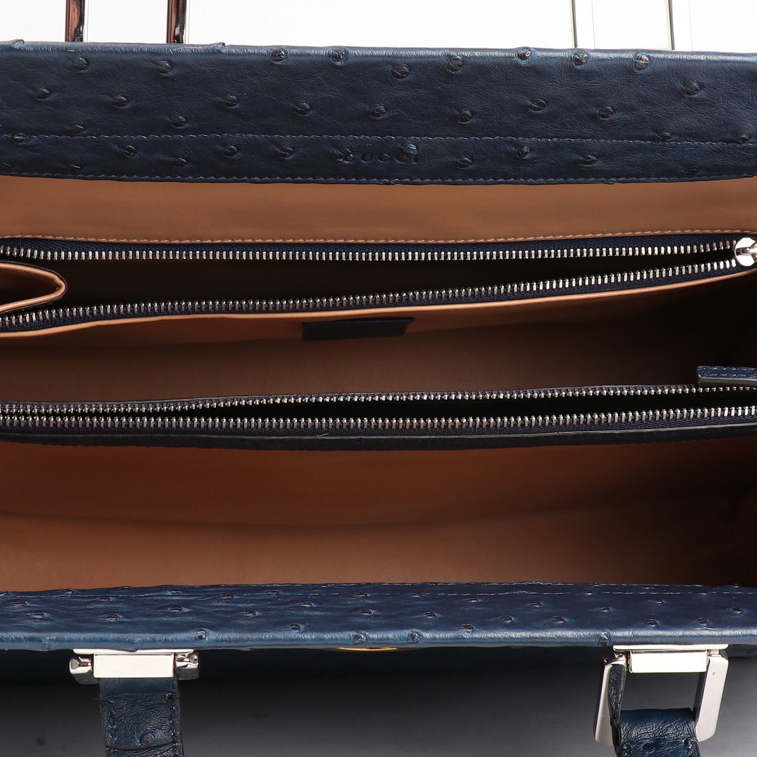 Borsa a tracolla Gucci  Zumi in struzzo blu notte - Detail D2