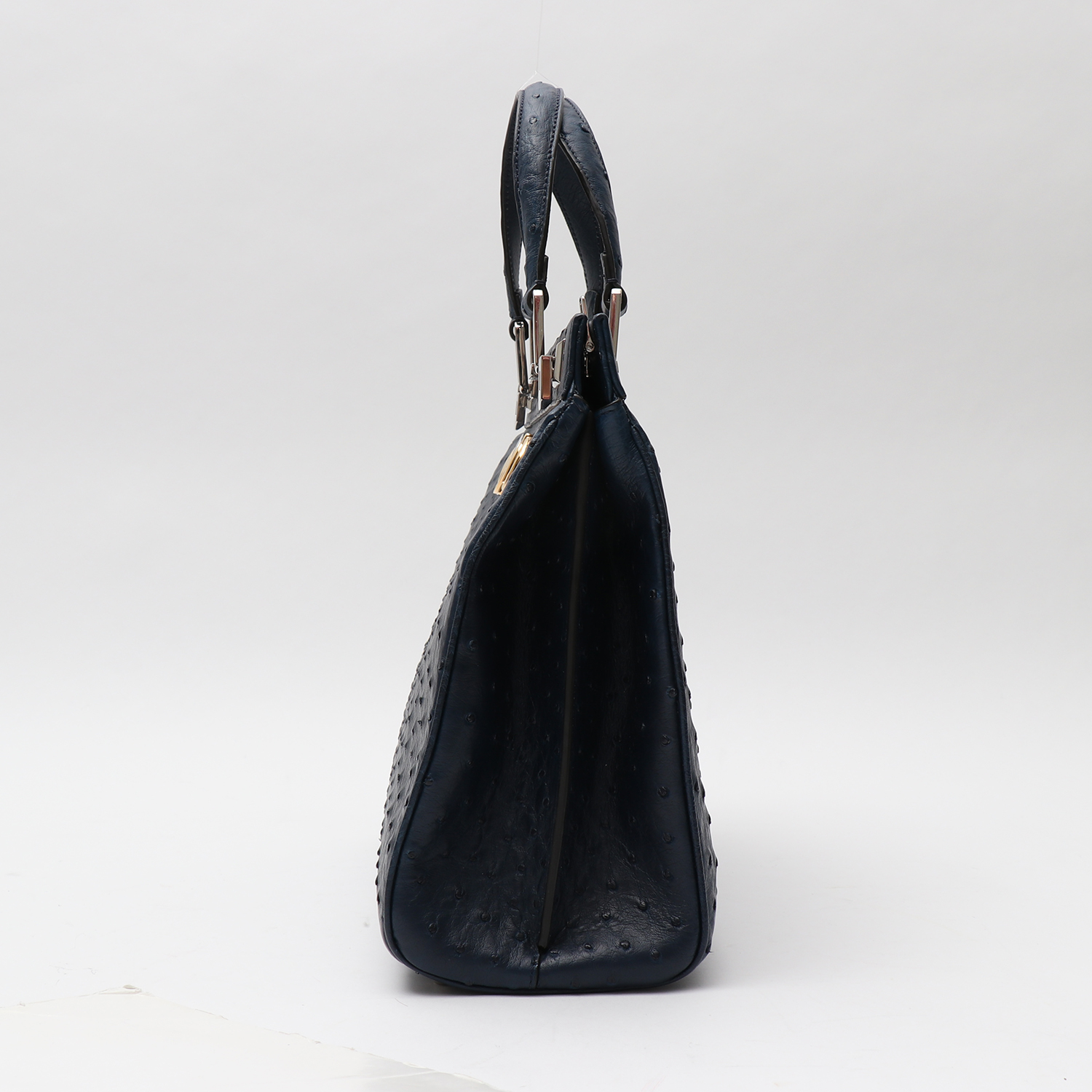 Gucci Zumi shoulder bag in dark blue ostrich leather - Detail D5