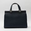 Gucci  Zumi shoulder bag  in dark blue ostrich leather - Detail D7 thumbnail