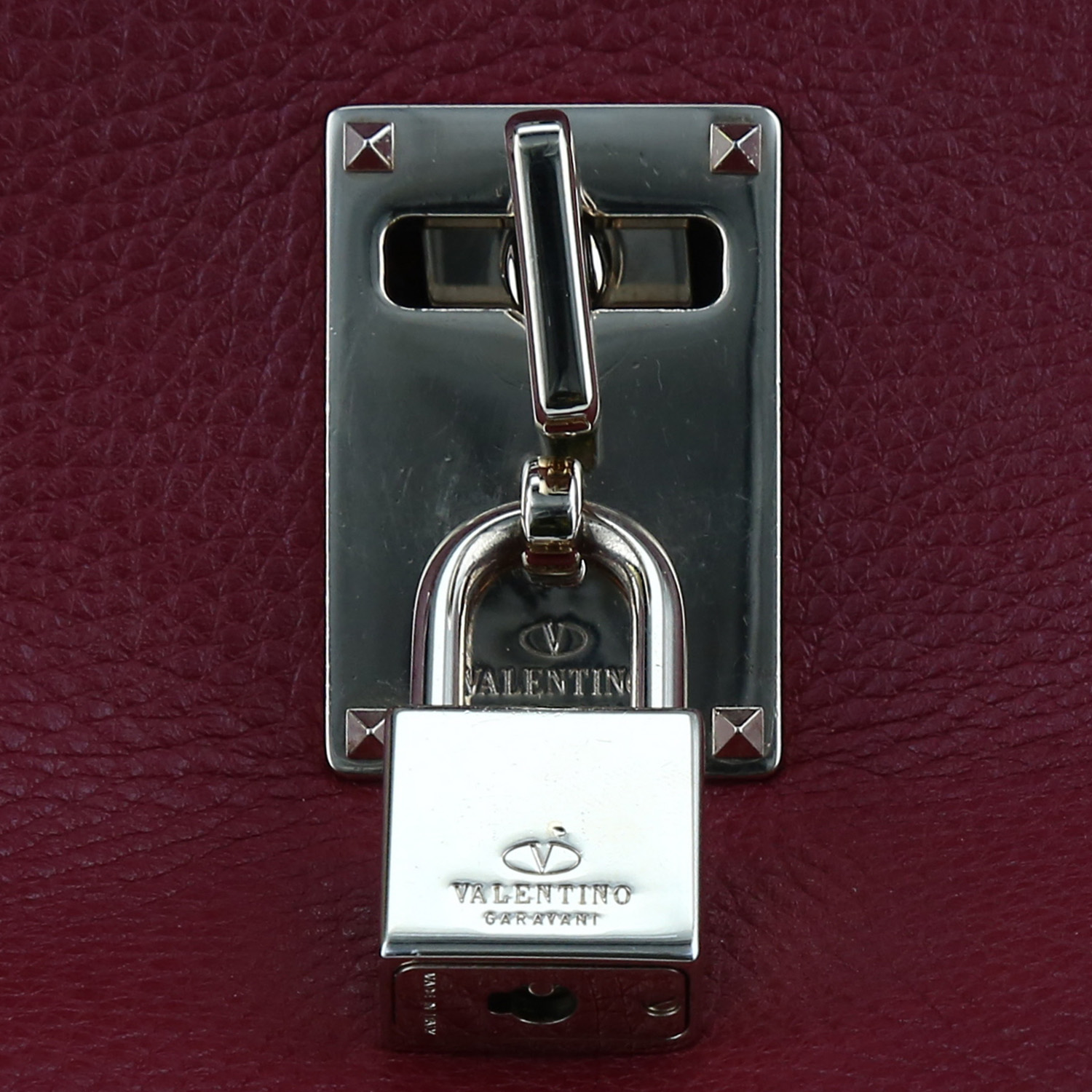 Borsa a tracolla Valentino Garavani  JoyLock modello grande  in pelle martellata bordeaux - Detail D1