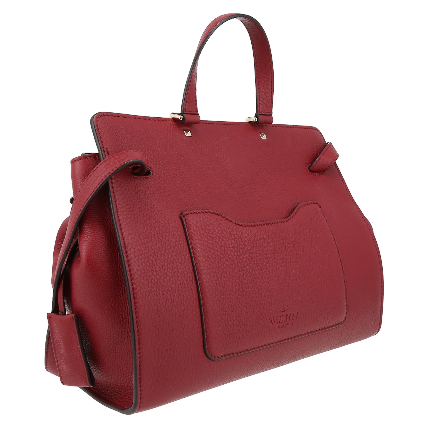 Valentino Garavani  JoyLock large model  shoulder bag  in burgundy grained leather - Detail D6