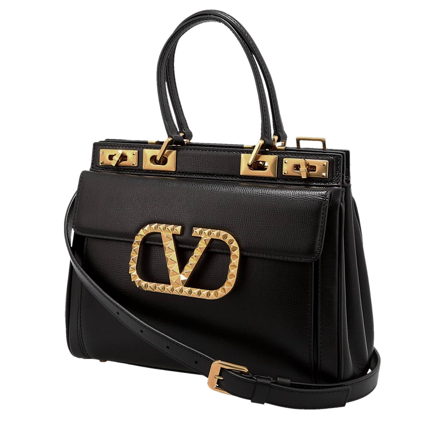 VALENTINO burgundy leather Rockstud VA VA VOOM LARGE TOTE Bag