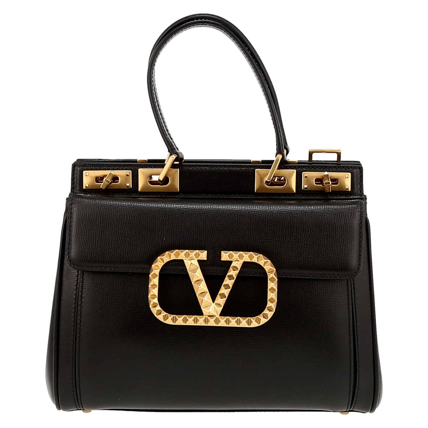 Sac à main Valentino Garavani  Rockstud Alcove en cuir noir - Detail D2