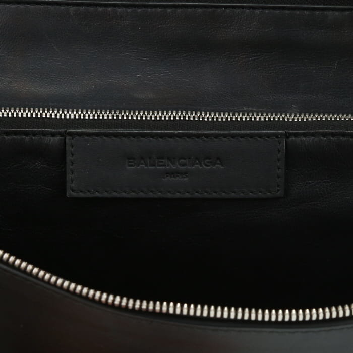 Balenciaga  Dix Cartable Zip handbag  in black leather - Detail D9