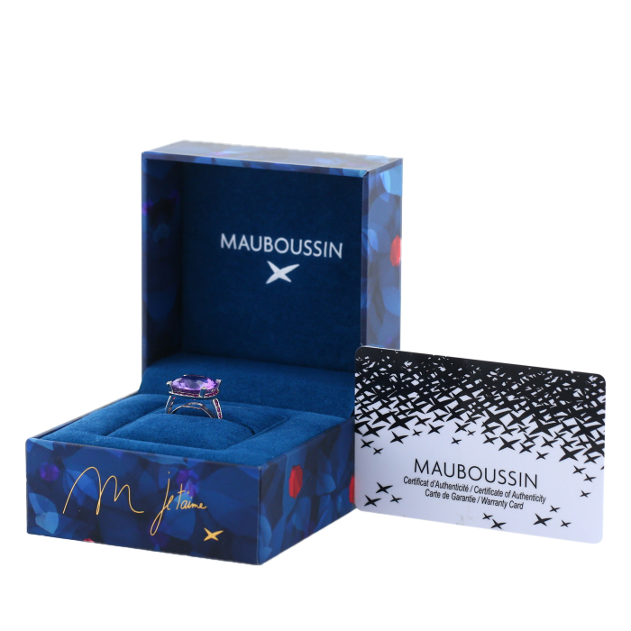 Mauboussin Couleur d'Amour ring in white gold, amethyst and sapphires - Detail D2