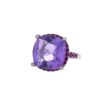 Mauboussin Couleur d'Amour ring in white gold, amethyst and sapphires